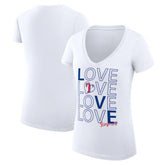 Texas Rangers G-III 4Her by Carl Banks Women's Super-Slim Fit Lightweight Love Graphic Team V-Neck T-Shirt - MLB