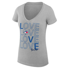 Toronto Blue Jays G-III 4Her by Carl Banks Women's Super-Slim Fit Lightweight Love Graphic Team V-Neck T-Shirt - MLB