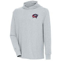 Columbus Blue Jackets Antigua Saga Pullover Hoodie - Heather Gray - NHL