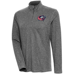 Columbus Blue Jackets Antigua Women's Confront Quarter-Zip Pullover Top - Heather Black - NHL