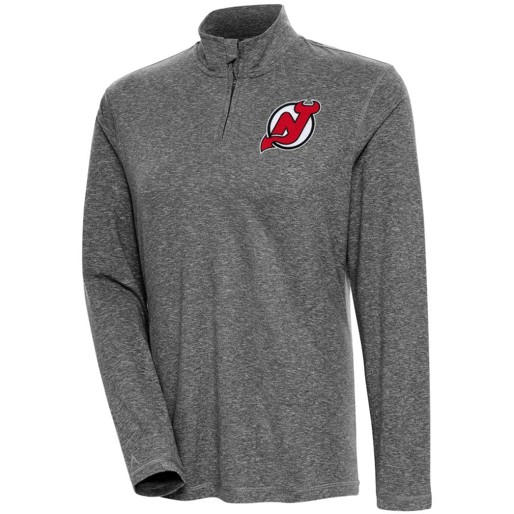 New Jersey Devils Antigua Women's Confront Quarter-Zip Pullover Top - Heather Black - NHL