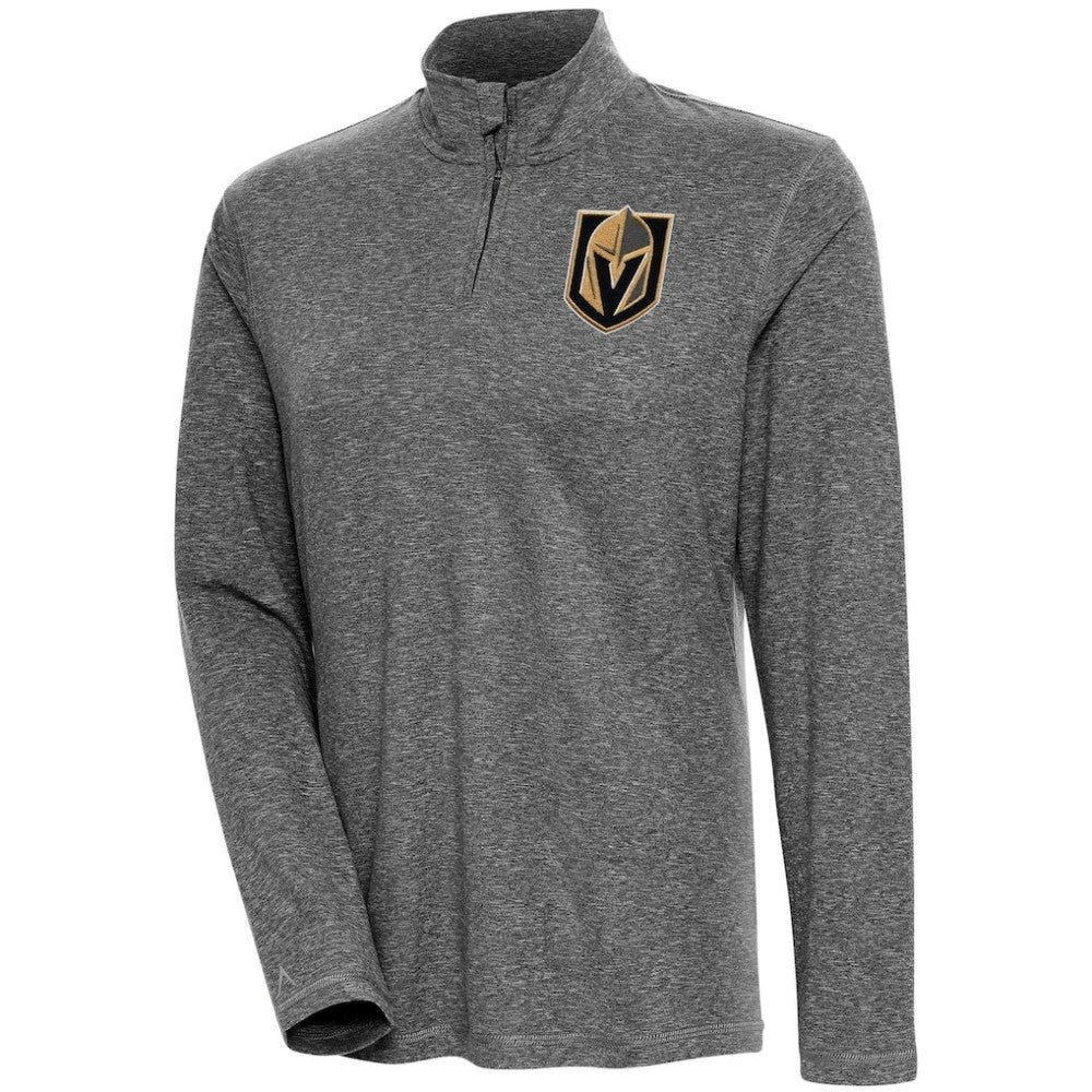 Vegas Golden Knights Antigua Women's Confront Quarter-Zip Pullover Top - Heather Black - NHL