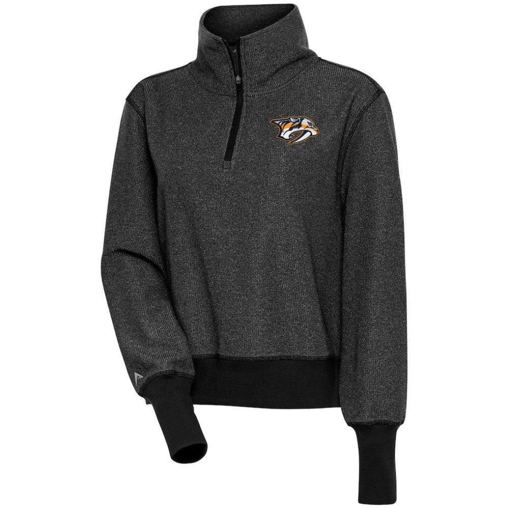 Nashville Predators Antigua Women's Upgrade Half-Zip Pullover Top - Heather Black - NHL