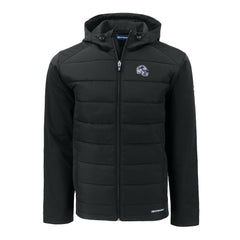 Buffalo Bills Cutter & Buck Helmet Evoke Hybrid Eco Softshell Recycled Full-Zip Hoodie Jacket Black | NFL