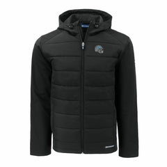 Detroit Lions Cutter & Buck Helmet Evoke Hybrid Eco Softshell Recycled Full-Zip Hoodie Jacket Black | NFL