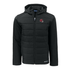 Kansas City Chiefs Cutter & Buck Helmet Evoke Hybrid Eco Softshell Recycled Full-Zip Hoodie Jacket Black | NFL