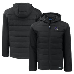 Minnesota Vikings Cutter & Buck Helmet Evoke Hybrid Eco Softshell Recycled Full-Zip Hoodie Jacket Black | NFL