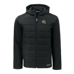 San Francisco 49ers Cutter & Buck Helmet Evoke Hybrid Eco Softshell Recycled Full-Zip Hoodie Jacket Black | NFL