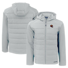 Washington Commanders Cutter & Buck Helmet Evoke Hybrid Eco Softshell Recycled Full-Zip Hoodie Jacket Gray | NFL