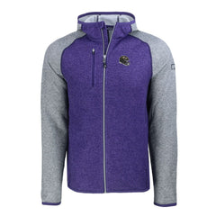Baltimore Ravens Cutter & Buck Helmet Mainsail Sweater-Knit Full-Zip Hoodie Heather Purple/Heather Gray | NFL