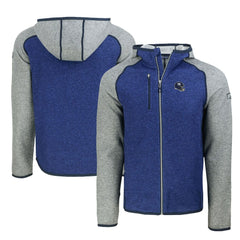 New York Giants Cutter & Buck Helmet Mainsail Sweater-Knit Full-Zip Hoodie Royal/Heather Gray | NFL
