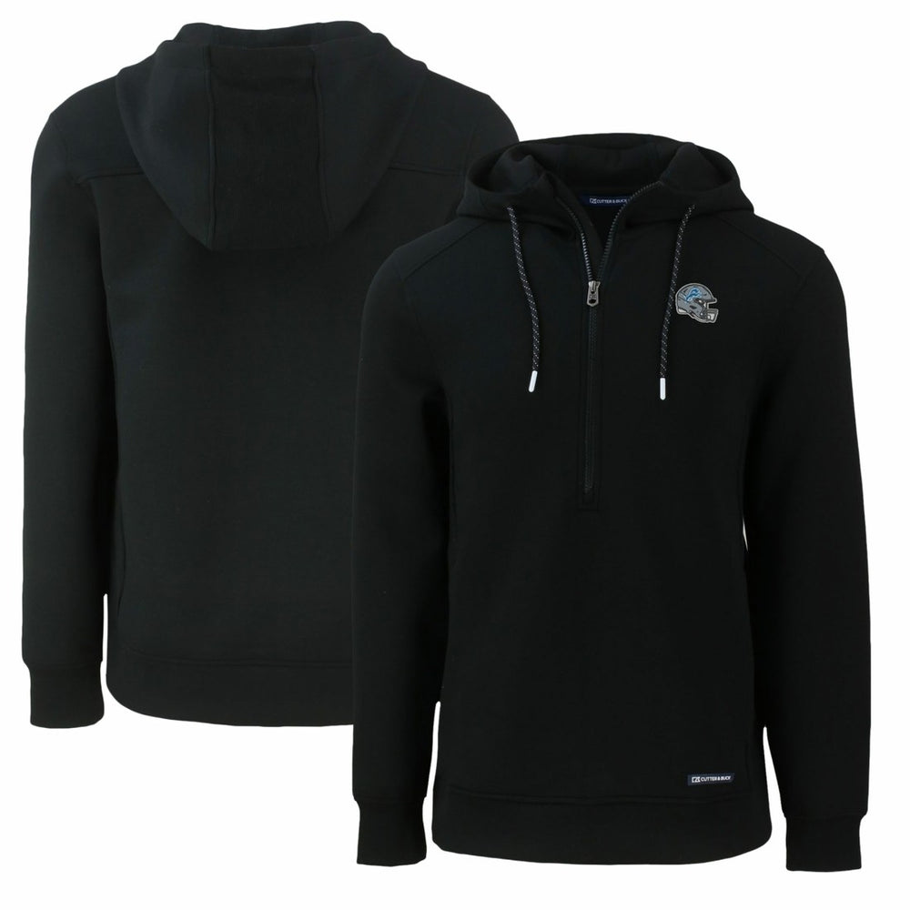 Detroit Lions Cutter & Buck Helmet Roam Eco Half-Zip Recycled Pullover Hoodie Black | NFL