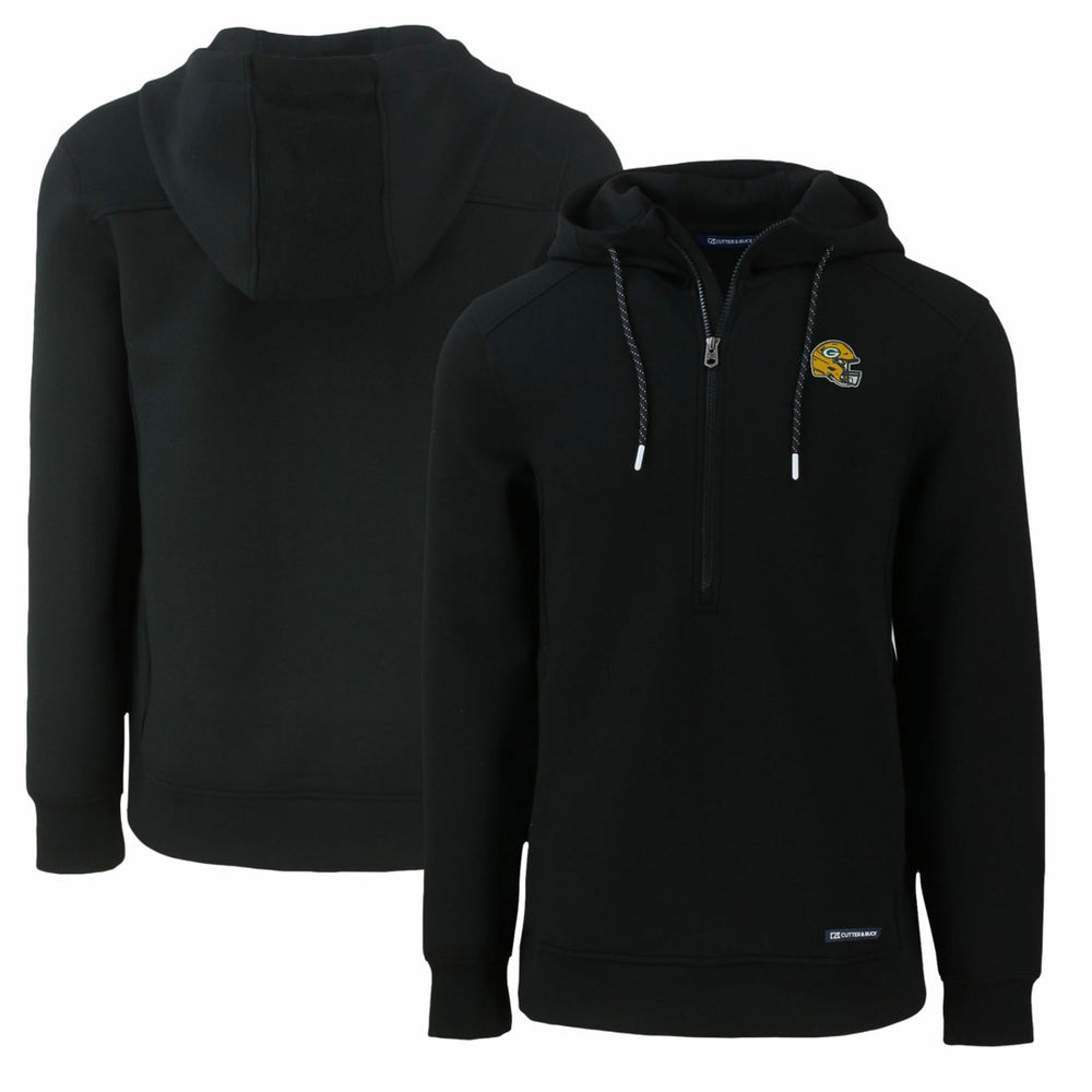 Green Bay Packers Cutter & Buck Helmet Roam Eco Half-Zip Recycled Pullover Hoodie Black | NFL