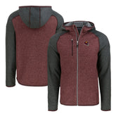 Washington Commanders Cutter & Buck Helmet Mainsail Sweater-Knit Full-Zip Hoodie Burgundy/Heather Charcoal | NFL