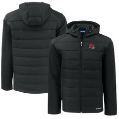 Kansas City Chiefs Cutter & Buck Helmet Big & Tall Evoke Hybrid Eco Softshell Recycled Full-Zip Hoodie Jacket Black | NFL