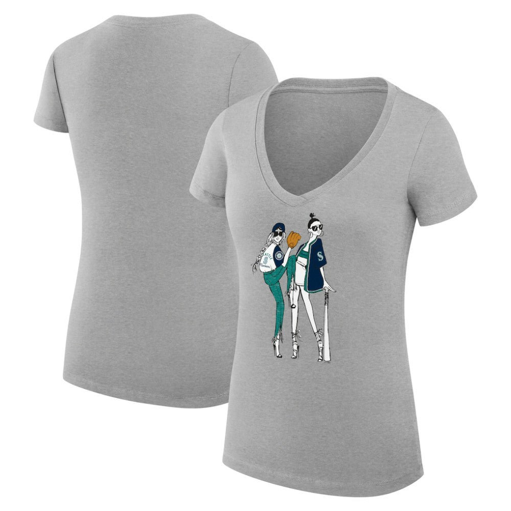 Seattle Mariners G-III 4Her by Carl Banks Women's Super-Slim Fit Lightweight Baseball V-Neck T-Shirt - MLB