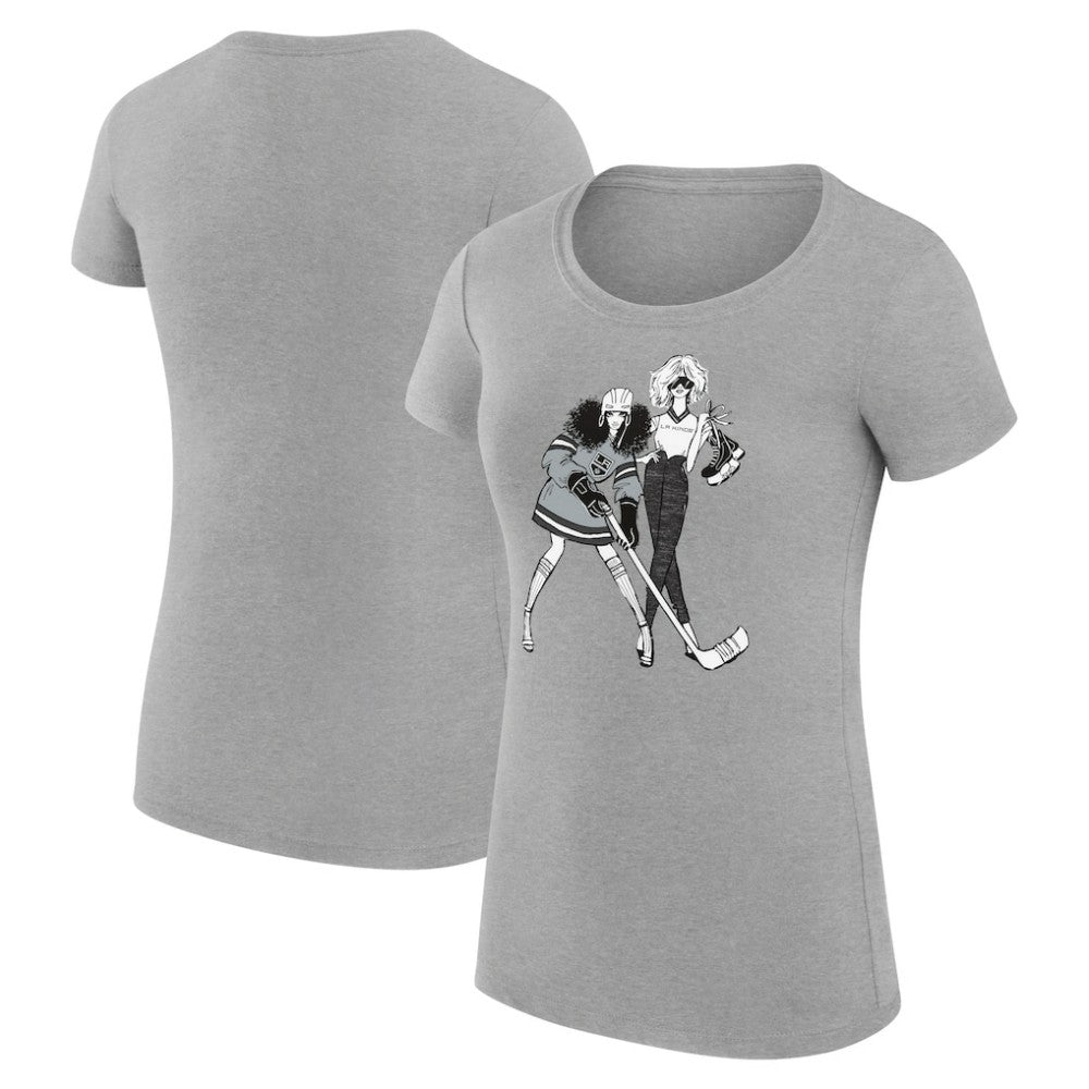 Los Angeles Kings G-III 4Her by Carl Banks Women's Super-Slim Fit Lightweight Hockey Girls T-Shirt - Heather Gray - NHL