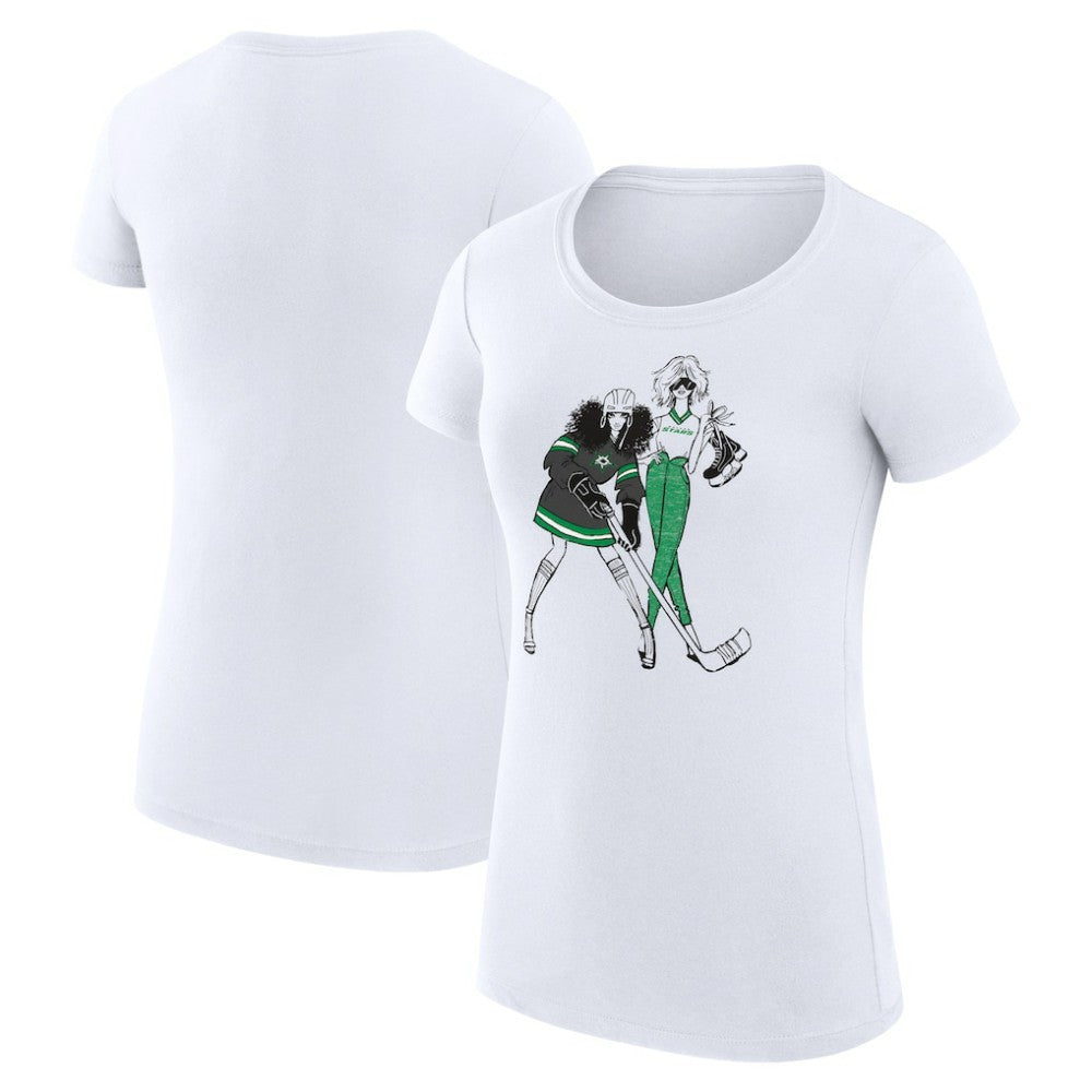 Dallas Stars G-III 4Her by Carl Banks Women's Super-Slim Fit Lightweight Hockey Girls T-Shirt - White - NHL