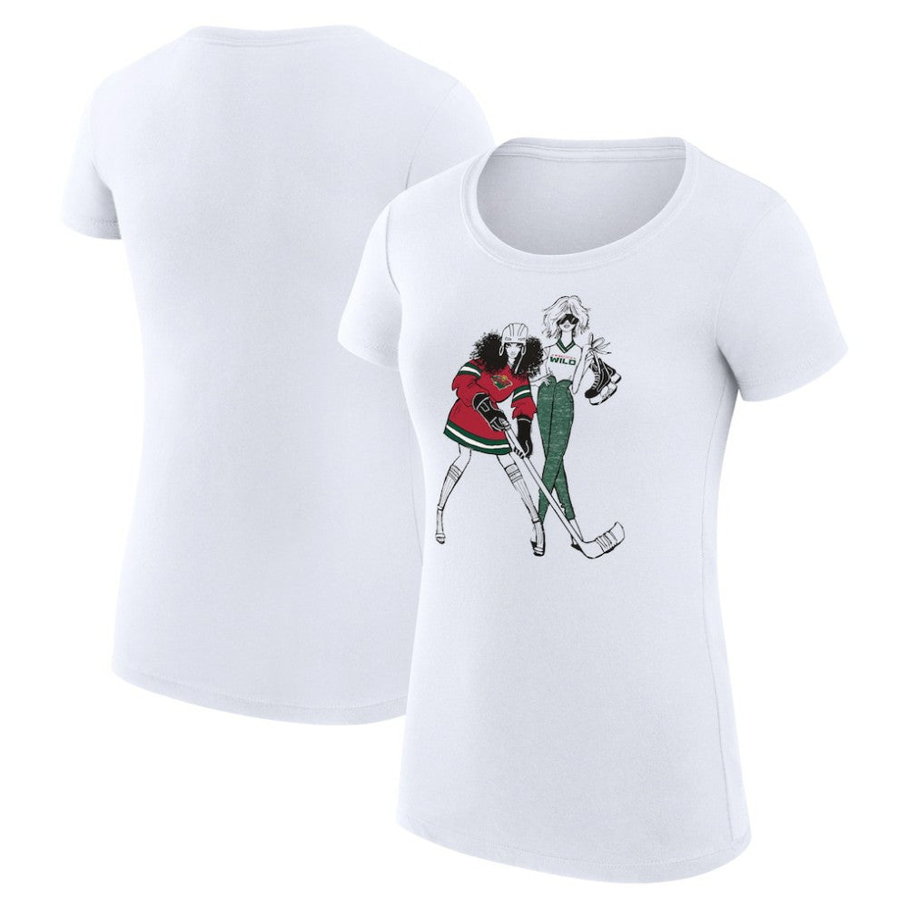 Minnesota Wild G-III 4Her by Carl Banks Women's Super-Slim Fit Lightweight Hockey Girls T-Shirt - White - NHL