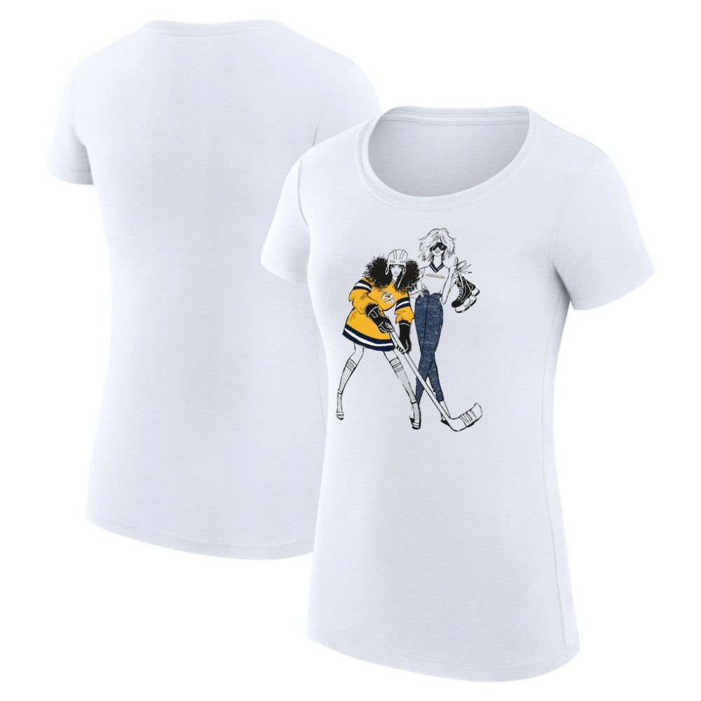 Nashville Predators G-III 4Her by Carl Banks Women's Super-Slim Fit Lightweight Hockey Girls T-Shirt - White - NHL