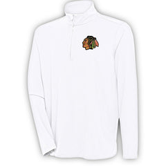 Chicago Blackhawks Antigua Hunk Quarter-Zip Pullover Top - White - NHL