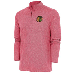 Chicago Blackhawks Antigua Hunk Quarter-Zip Pullover Top - Heather Red - NHL