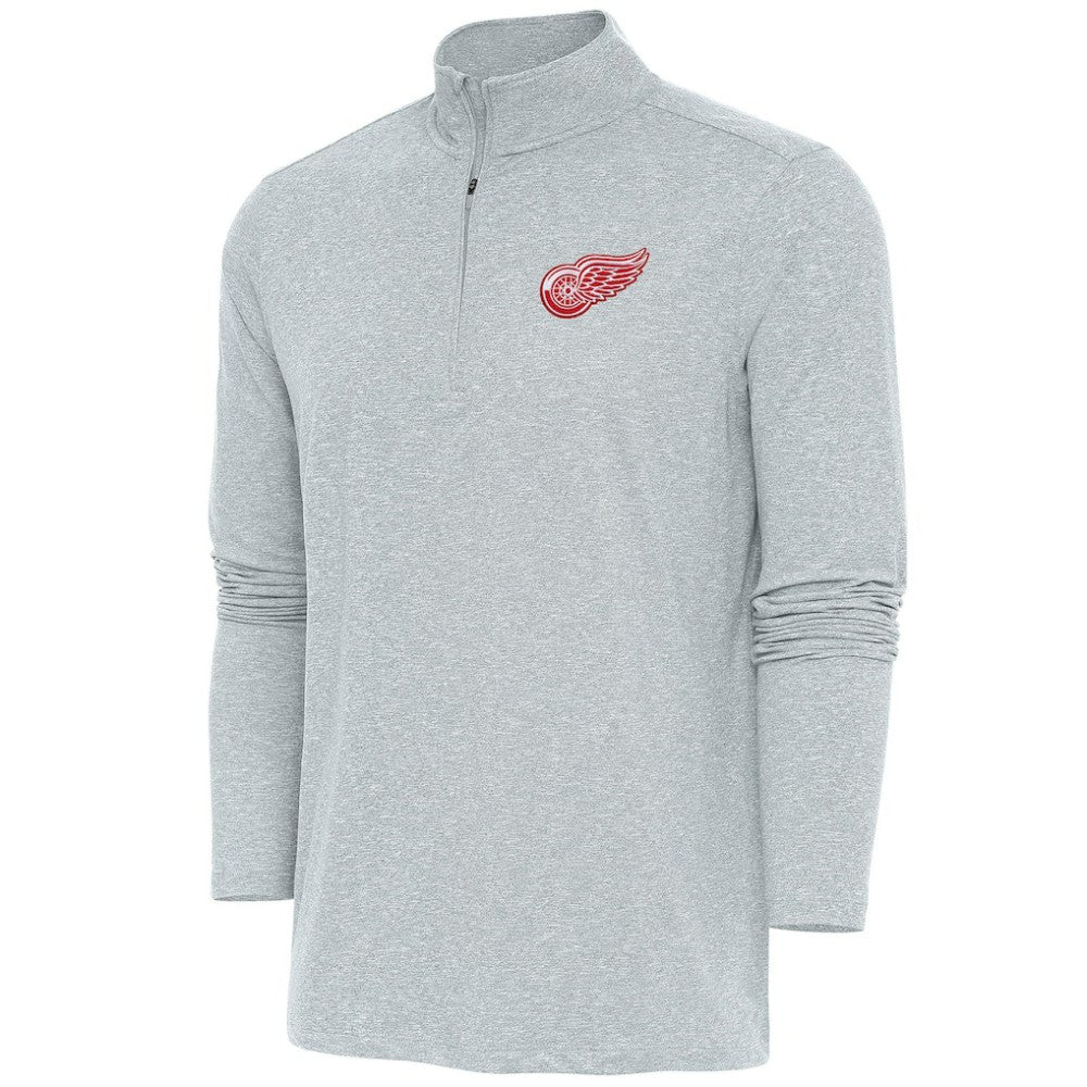 Detroit Red Wings Antigua Hunk Quarter-Zip Pullover Top - Heather Gray - NHL
