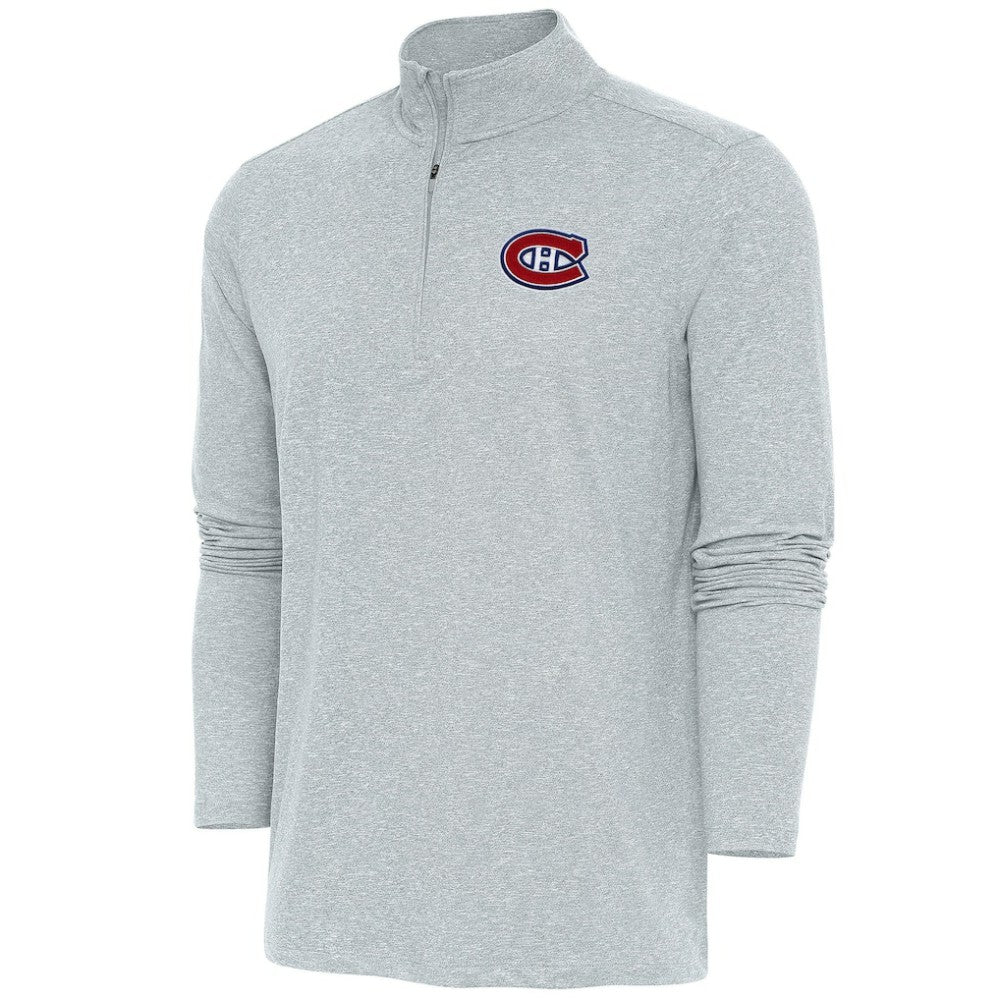 Montreal Canadiens Antigua Hunk Quarter-Zip Pullover Top - Heather Gray - NHL