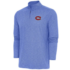 Montreal Canadiens Antigua Hunk Quarter-Zip Pullover Top - Heather Royal - NHL
