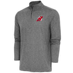 New Jersey Devils Antigua Hunk Quarter-Zip Pullover Top - Heather Black - NHL