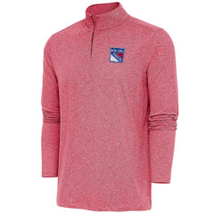 New York Rangers Antigua Hunk Quarter-Zip Pullover Top - Heather Red - NHL