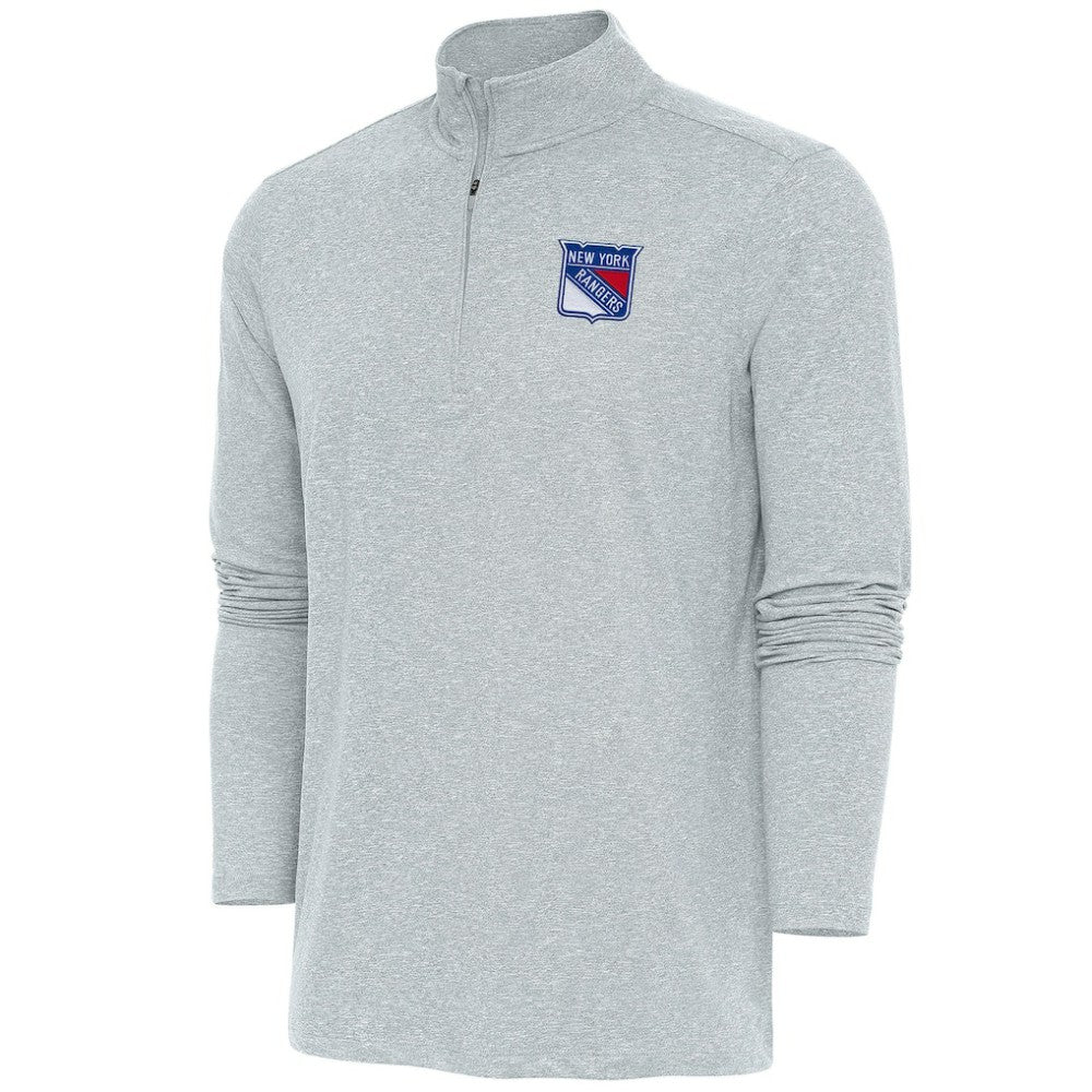 New York Rangers Antigua Hunk Quarter-Zip Pullover Top - Heather Gray - NHL