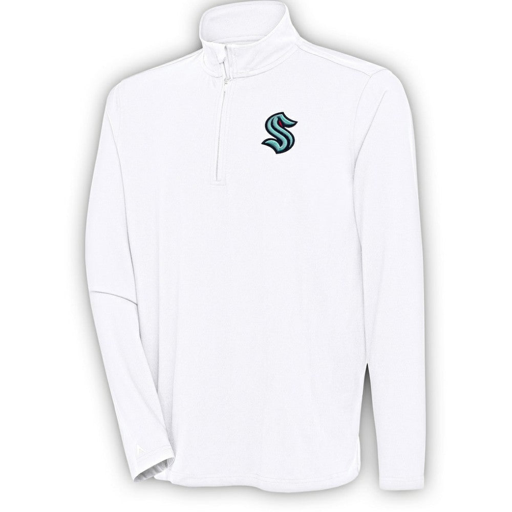 Seattle Kraken Antigua Hunk Quarter-Zip Pullover Top - White - NHL
