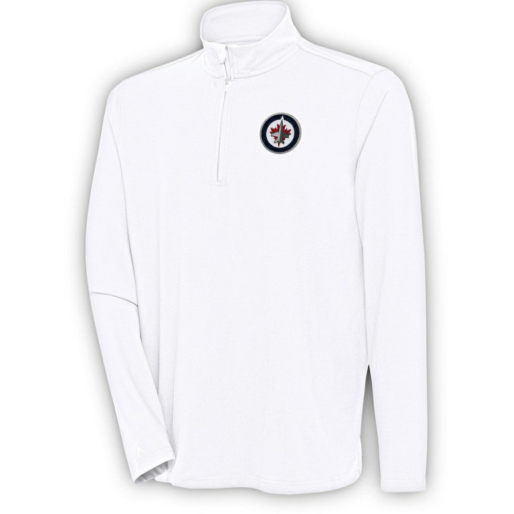Winnipeg Jets Antigua Hunk Quarter-Zip Pullover Top - White - NHL