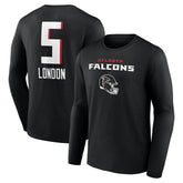 Drake London Atlanta Falcons Team Wordmark Player Name & Number Long Sleeve T-Shirt Black | NFL