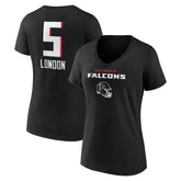Drake London Atlanta Falcons Women's Team Wordmark Player Name & Number V-Neck T-Shirt Black | NFL