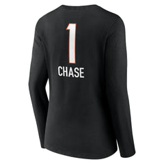 Ja'Marr Chase Cincinnati Bengals Women's Team Wordmark Player Name & Number Long Sleeve V-Neck T-Shirt Black | NFL
