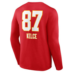 Travis Kelce Kansas City Chiefs Team Wordmark Player Name & Number Long Sleeve T-Shirt Red | NFL