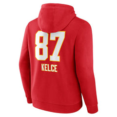 Travis Kelce Kansas City Chiefs Team Wordmark Player Name & Number Pullover Hoodie Red | NFL