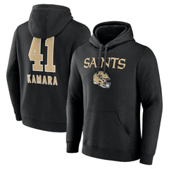 Alvin Kamara New Orleans Saints Team Wordmark Player Name & Number Pullover Hoodie Black | NFL
