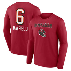 Baker Mayfield Tampa Bay Buccaneers Team Wordmark Player Name & Number Long Sleeve T-Shirt Red | NFL