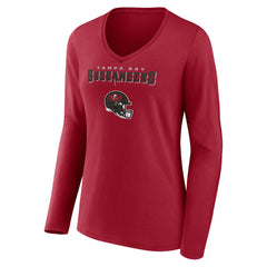 Baker Mayfield Tampa Bay Buccaneers Women's Team Wordmark Player Name & Number Long Sleeve V-Neck T-Shirt Red | NFL