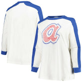 Atlanta Braves '47 Women's Plus Size Caribou Raglan Long Sleeve T-Shirt - MLB
