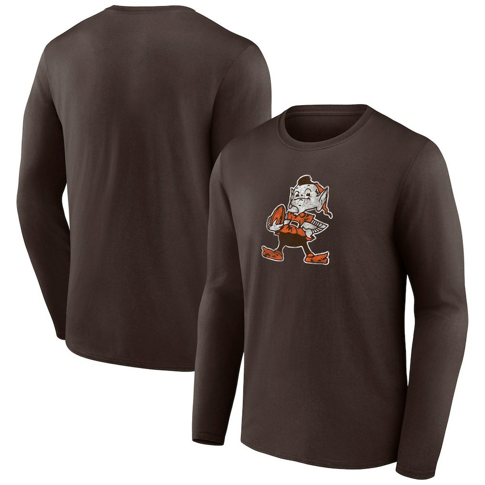 Cleveland Browns Throwback Long Sleeve T-Shirt Brown | NFL