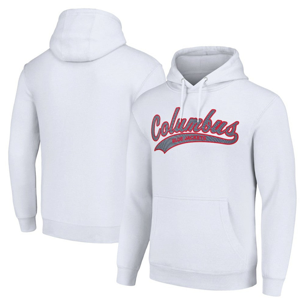 Columbus Blue Jackets Starter Tailsweep Fleece Tri-Blend Pullover Hoodie - White - NHL