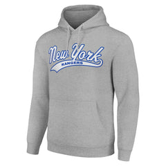 New York Rangers Starter Tailsweep Fleece Tri-Blend Pullover Hoodie - Heather Gray - NHL