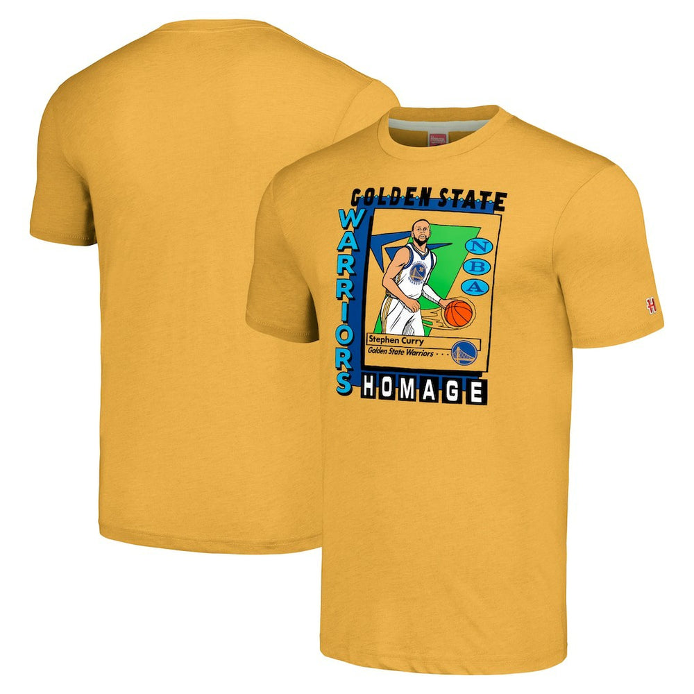 Stephen Curry Golden State Warriors Homage Unisex SkyBox Player Tri-Blend T-Shirt Gold - NBA