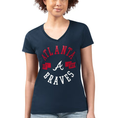 Atlanta Braves G-III 4Her by Carl Banks Women's Super-Slim Fit Lightweight City Graphic V-Neck T-Shirt - MLB