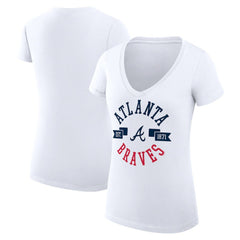 Atlanta Braves G-III 4Her by Carl Banks Women's Super-Slim Fit Lightweight City Graphic V-Neck T-Shirt - MLB