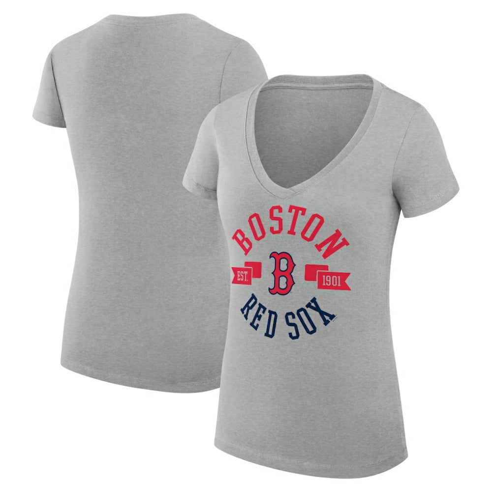 Boston Red Sox G-III 4Her by Carl Banks Women's Super-Slim Fit Lightweight City Graphic V-Neck T-Shirt - MLB